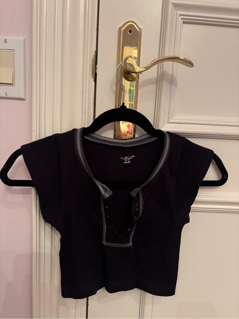 Urban Outfitters Black Ribbed Lace-Up Crop Top